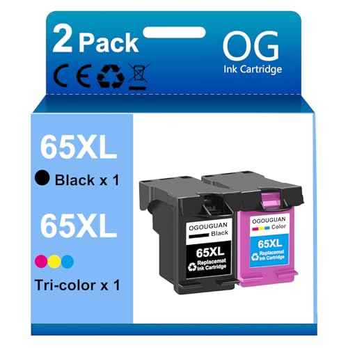 OGOUGUAN Compatible Replacement for 65 XL Ink cartridges,use for Deskjet 2655 2652 2623 2620 3720 3721 3722 3752 5020 5055 Printer,2 Pack
