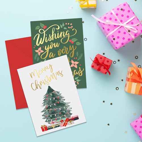 Sweetzer & Orange Holiday Greeting Cards ? Set of 24 Boxed Christmas Cards with Envelopes ? 24 Unique Designs with Gold Foil ? 4.25x5.75 Assorted Holiday Cards ? Red Envelopes