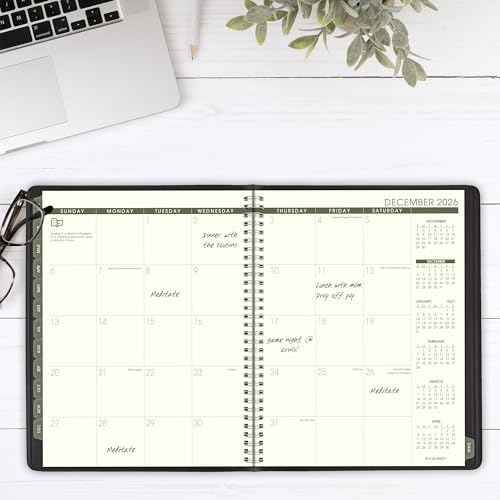 AT-A-GLANCE 2026 Appointment Book Planner, Weekly & Monthly, 8-1/4" x 11", Large, Quarter-Hourly, Recycled, Black (70950G0526)