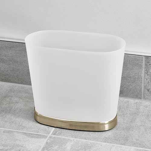 InterDesign iDesign Small Oval Bathroom Trash Frost/Soft Brass Waste can