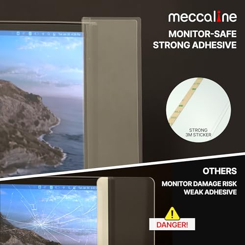 Meccaline 2-Pack Clear PET Monitor Memo Boards - Flexible Sticky Note Holders for Office & Home Desk Organizers - 3.1