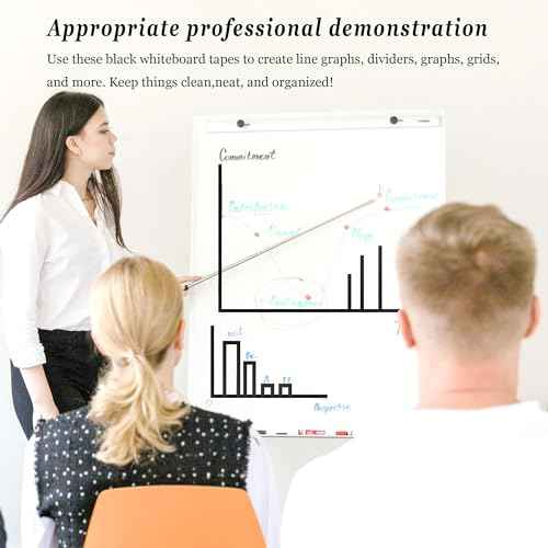 4 Pack 1/8 inch Pinstripe Tape - Whiteboard Tape Dry Erase Board Line Graphic Chart Adhesive Art Tape - Black 884FT Long Total