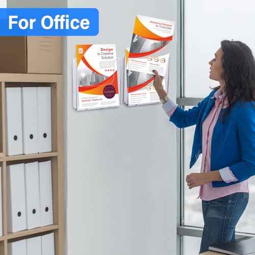 Ripeng 12 Pack Brochure Holder Wall Mount 6x9 Inch Clear Acrylic Flyer Holder Magazine Pamphlet File Display Stand Plastic Wall Organizer for Literature Mail Paper document Rack Display