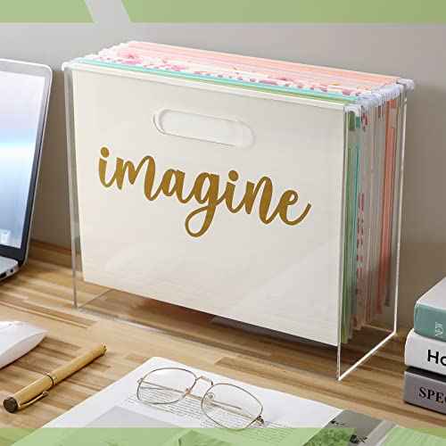 Hanging File Organizer Box, Acrylic File Folder Organizer for Letter Size Folders Portable File Holder Box with Handles Desk Hanging Folder Organizer File Crate Clear 12.2 x 10.24 x 4.92''