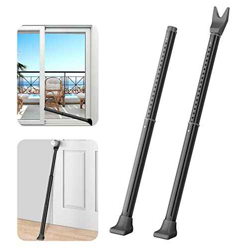 AceMining Upgraded Door Security Bar & Sliding Patio Bar, Heavy Duty Stoppers Adjustable Jammer for Home, Apartment, Travel (2 Pack,Black)