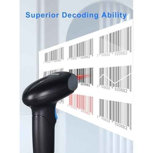 1D 2D QR Barcode Scanner Wireless, Handheld Cordless Bar Codes Reader with 2000mAh Battery for Mobile Payment, Convenience Store, Supermarket, Warehouse Inventory