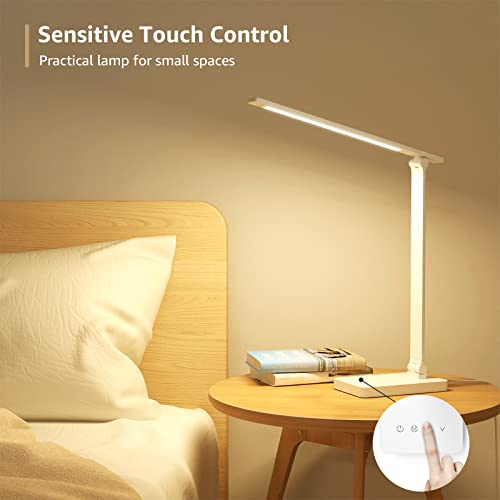 Lepro White LED Desk Lamp 9.5W 800lm, Adjustable Eye-Care Office Light