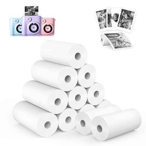 12 Rolls Kids Camera Instant Print Refill Paper Set, Phetium HD Printing Thermal Paper for Most Kids Instant Camera Photo Print (White-12 Rolls)