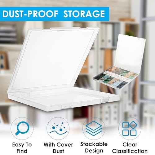 Scrapbook Paper Storage, 6 Pack Stackable Plastic File Storage Box Set, 12"x12"x1.1" Craft Organizer Storage, U-Shaped Locking Mechanism, Ideal for Office, Home, and School Document Organizer