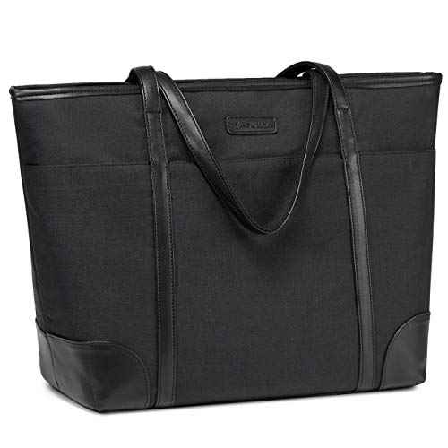 VASCHY Laptop Bag for Women, 15.6-17 Inch Lightweight Water Resistant Travel, Work,Teacher Tote Bag w Luggage Strap