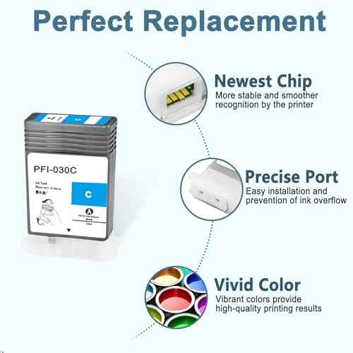 PFI-030 Ink Cartridge 55ml PFI-030C Cyan Ink Tank Compatible with Canon imagePROGRAF TA-20 TA-30 Printer 1-Pack