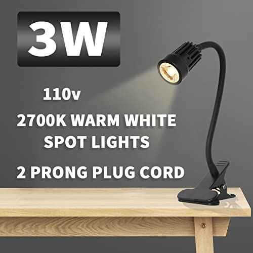 EAGLOD LED Clamp Clip on Light Desk Lamp, 3w Clip Bedside Lamp Clamp,360¡ÆFlexible Gooseneck Night Lights, Reading Lighting,Table Lamp for College Dorm,Home,Nail Art,Tattoo Lamp 2Pack