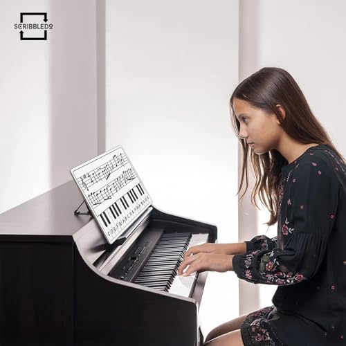 SCRIBBLEDO 10 Pack 11 x 14 Inch Piano Board Dry Erase White Boards Keyboard Double Sided Music Staff whiteboard for Kids Students, Musicians Music Class Supplies. (10 Erasers Included)