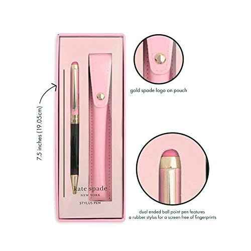 Kate Spade New York Stylus Pen for Touch Screens, Metal Ballpoint Pen with Black Ink and Storage Pouch, Colorblock