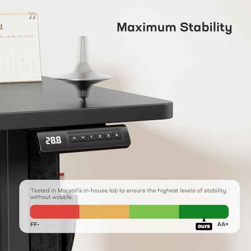 Marsail 48x24 Electric Standing Desk - Adjustable Height Computer Desk with Memory Presets, Storage Bag & Cable Management for Home Office & Gaming Workstations