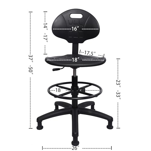 Glide Deluxe Drafting Lab Stool Chair 18'' Footring Adjustable Height 450 lb