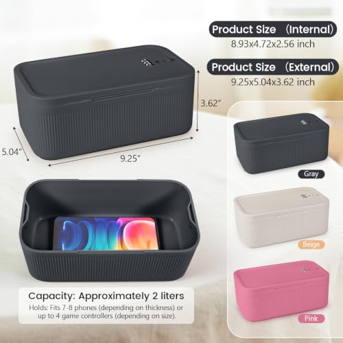 Seggmntree Gray Lockable Storage Box with Combination Code - Safe for Medication, Snacks, and Phone Jail