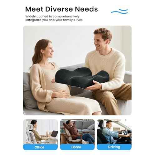 Benazcap Ergonomic Seat Cushion -Large Memory Foam Office Chair Cushion Seat Pad - Sciatica & Lower Back Pain Relief - Car Seat Cushions for Driving Seat Cushions