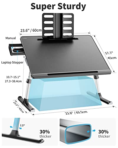 SAIJI Black X-Large Adjustable Laptop Lap Desk for Bed & Home Use