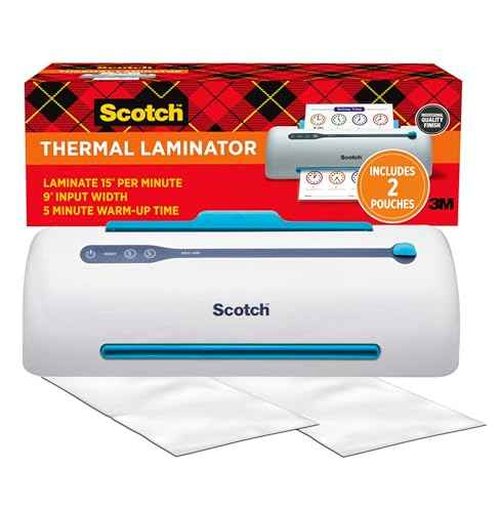 Scotch PRO Thermal Laminator and Pouch Bundle, 2 Roller System, Never Jam Technology Automatically Prevents Misfed Items (TL906) with Scotch Thermal Laminating Pouches, 200-Pack (TP3854-200)
