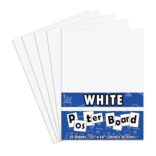25 Packs Poster Boards11x14¡°White Poster Paper,Poster Board Bulk,Posteboard,School Supplies