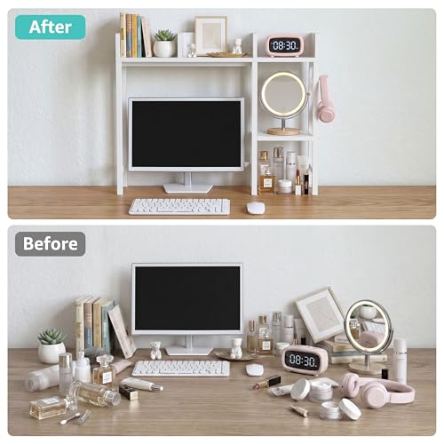 White Desk Hutch Organizer for Computer Desk & Home Office - 37" Storage Rack