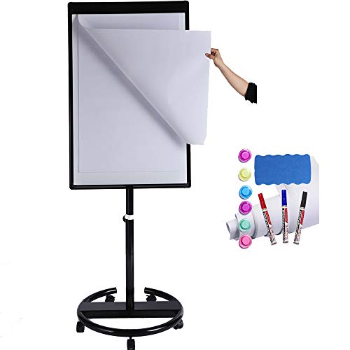 Black 40x28 Inch Mobile Magnetic Whiteboard on Wheels, Dry Erase Easel