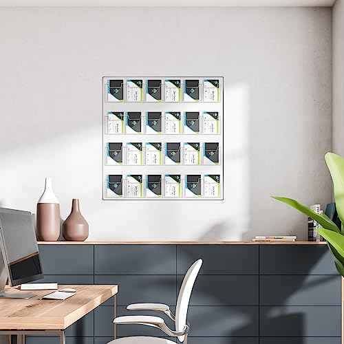 Ripeng 24 Pocket Vertical Business Card Holder Wall Mount Clear Sticker Display Rack Acrylic Business Card Holder Display Vertical Multiple Clear Acrylic Organizer for Home Office Wall