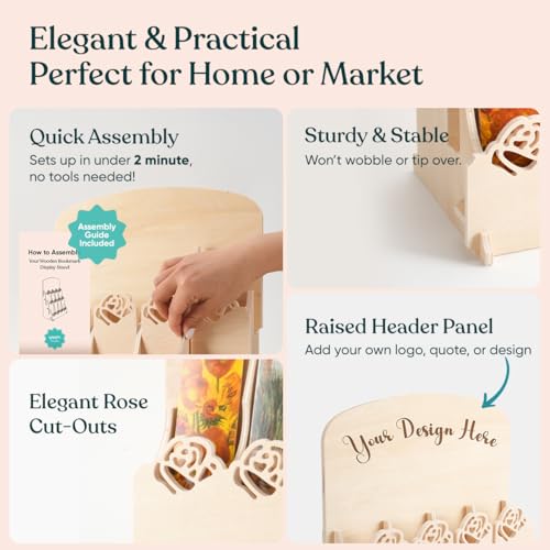 20 Pockets Bookmark Display Stand, Portable Bookmark Holder, Sticker Holder, Greeting Card Display for Craft Fairs, Vendor Booths, Retail Store