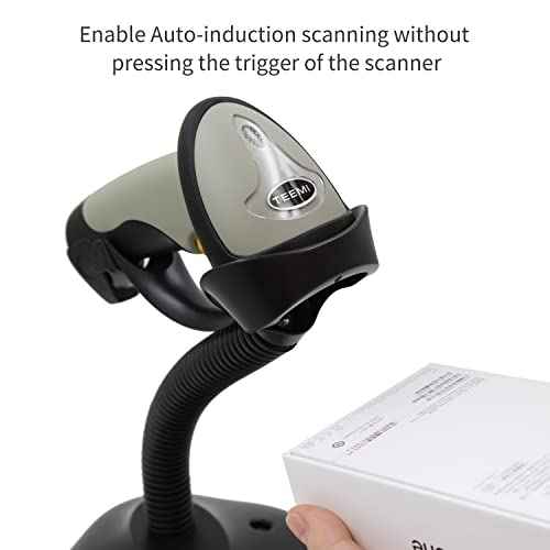 TEEMI Bluetooth Barcode Scanner with Optional Stand, 1d Laser Handheld Automatic Bar Code Reader for iPhone iPad Android Tablet PC, Mac OS X, Android, Windows 10 and iOS 14 (Stand Included)