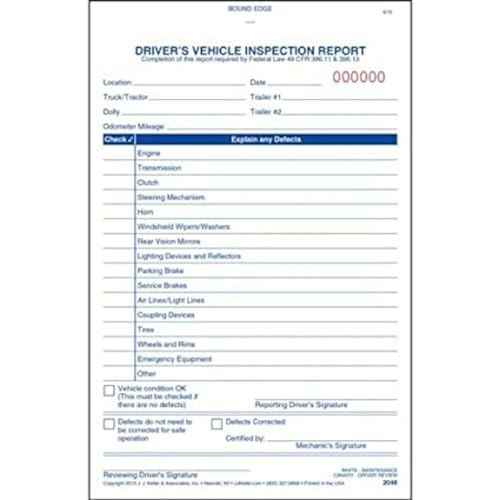 Simplified Driver's Vehicle Inspection Report 10-pk. - Book Format with 31 Sets, 2-Ply Carbonless, 5.5" x 8.125", Meet FMCSR Requirements, J. J. Keller & Associates, Inc.