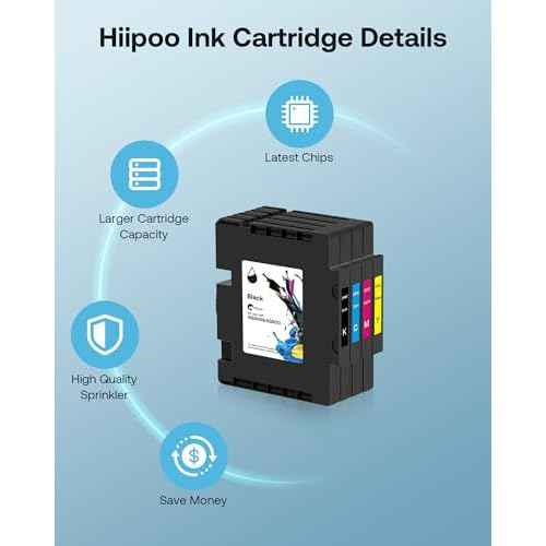 Hiipoo SG400 SG800 Sublimation Ink Cartridge Compatible for Sawgrass Virtuoso SG400 SG800 Printer, Latest Upgraded Chip (1 Black, 1 Cyan, 1 Magenta, 1 Yellow, 4-Pack)