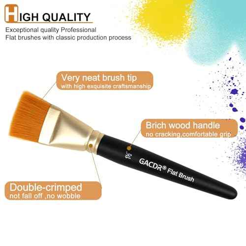 1 1/2 inch Flat Paint Brushes for Acrylic Painting,4 Pieces 38mm Large Craft Basecoating PaintBrushes with Wooden Handle for Acrylic, Oil, Body, Facial mask Brushes