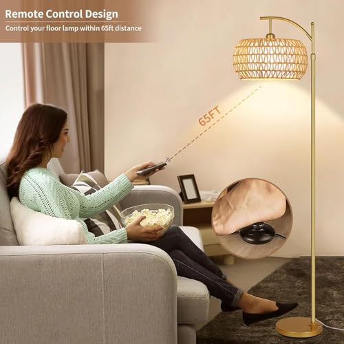 ZECOXOL Gold CYDARIFORM Floor Lamp 12.2in with 3 Color Temperatures & Remote