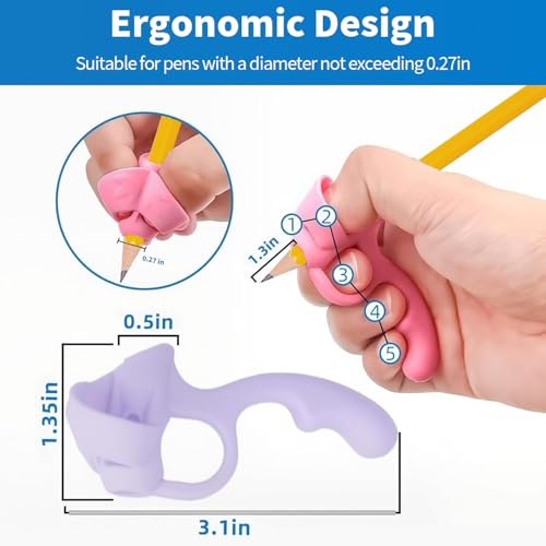 Kids Pencil Grips for Handwriting - 8 Pack Ergonomic, Non-Slip Pen Holders for Toddlers & Students