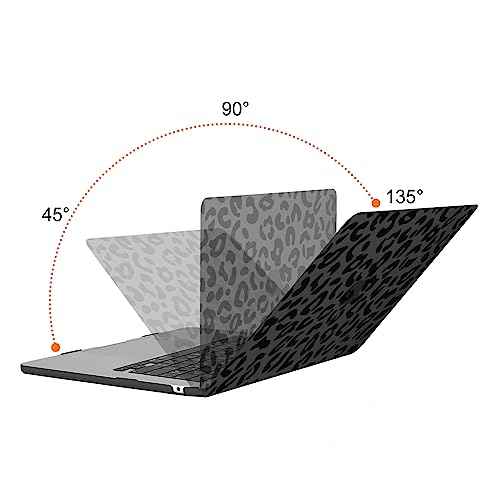 MOSISO Compatible with MacBook Air 15 inch Case 2025 2024 2023 Release M4 A3241 M3 A3114 M2 A2941 with Touch ID, Plastic Leopard Grain Hard Shell Case & Keyboard Cover & Screen Protector, Black
