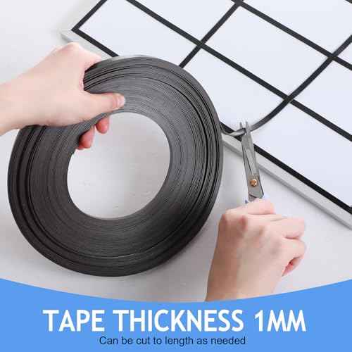 Black Magnetic Tape Roll Thin Strips, 1/4 Inch X 100 feet Magnetic Board Dividers Whiteboard Graphic Decorative Tape Marking Line for Classroom Office Art Accessories