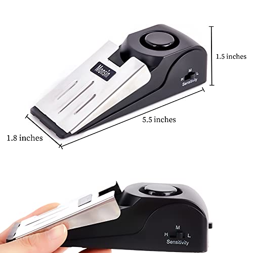 Monsin 2 Pack Door Stop Alarm with 120dB Security Alarm - Black