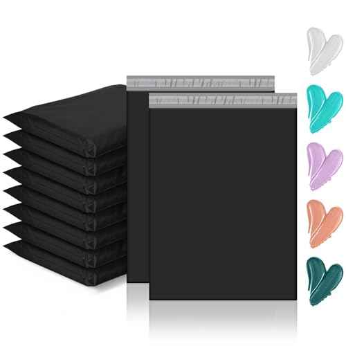 GSSUSA Poly Mailers 12 x 15.5 Inch 50Pack,Self Adhesive Shipping Bags for Clothing,Waterproof Black Shipping Envelopes for Small Business,Sturdy Mailers Poly Bags Flexible Mailing Packing Bags
