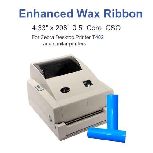 8 Rolls Desktop Thermal Transfer Ribbons -Enhanced Wax, 4.33" x 298'(110mm x 91m), 0.5¡± Core, for Zebra Desktop Printer