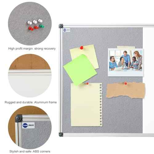New PUTE White Board and Cork Board Combo - 36 x 24 Inches Large Dry Erase Whiteboard and Bulletin Board, Magnetic Wall Pin Display Board for Home, Classroom & Office, 24"x36" Grey