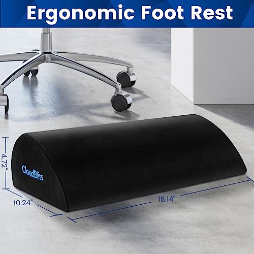 CloudBliss Black Large Ergonomic Under-Desk Foot Rest for Office & Work