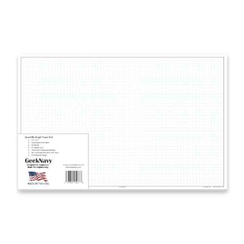 GeekNavy 11" x 17" Quadrille Graph Paper 50 Sheets Landscape - 0.25" 4x4 Square Grid, Blueprint, High Brightness, Border-Outlined, Large Drafting (1-Pack)