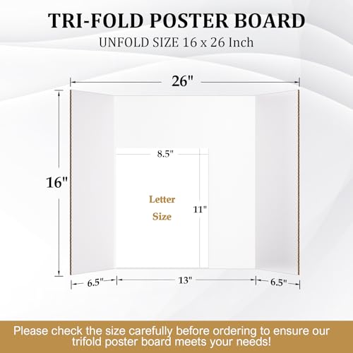 Ndsox 4 Pack 26 x 16 Inch White Trifold Poster Boards for Science Fair & Presentations