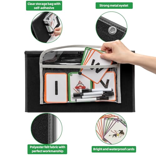 CVC Word Builder Desktop Pocket Chart with 107 Cards, Kids Word Builder Games for CVC CVCC CCVC Learning Reading Spelling Early Education Tool for Preschool Kindergarten Classroom.
