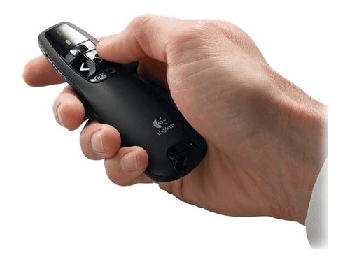 Logitech Wireless Presenter R400, Wireless Presentation Remote Clicker with 50 ft Red Laser Pointer 910-001356