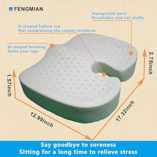 Natural Latex Seat Cushion - Soft, Bouncy and Relieves Pressure - Suitable for Office Chair, Home Chair, Car, Gaming, Wheelchair, Meditation, and Yoga (Gray)