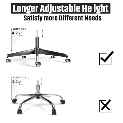Sytopia Office Chair Base Replacement Bundles, Heavy Duty 2500LBs, Reinforced to Repair Swivel Gaming Chair Bottom Part with 5 Universal Premium Casters and 1 Gas Lift Cylinder(Matte Black)
