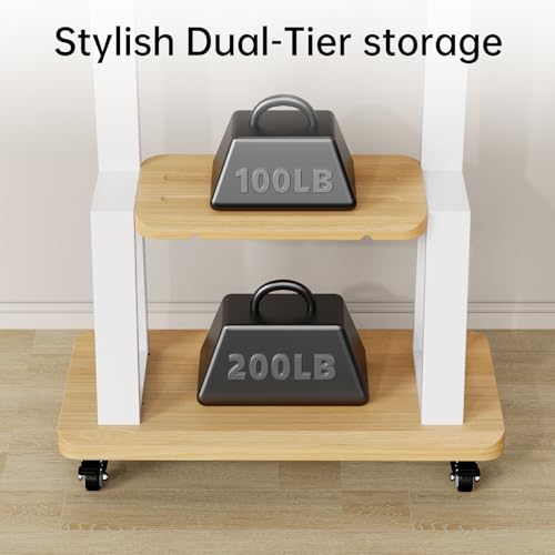 BEISHI Mobile TV Stand on Wheels for 32-75 Inch TVs - White
