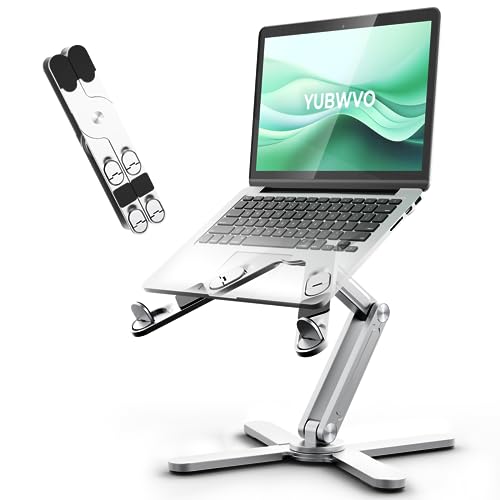 Laptop Stand with 360 Rotating Base, Computer Notebook Laptop Riser Metal Holder for Desk Collaborative Work, Fully Foldable for Easy Storage, Fits All MacBook, Laptops up to 16 inches